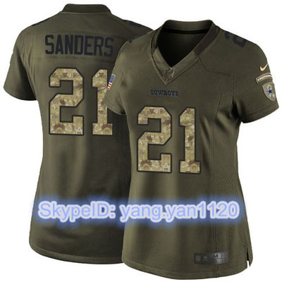 Nike Cowboys #21 Deion Sanders Green Women's Stitched NFL Limited Salute to Service Jersey