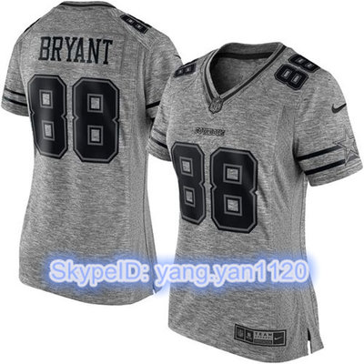 Nike Cowboys #88 Dez Bryant Gray Women's Stitched NFL Limited Gridiron Gray Jersey