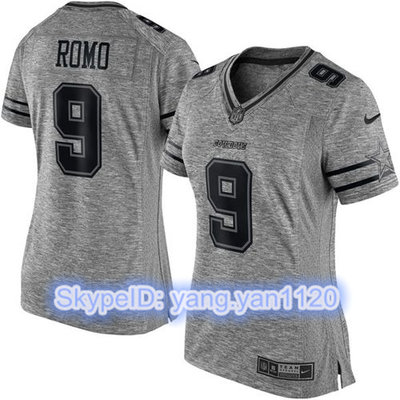 Nike Cowboys #9 Tony Romo Gray Women's Stitched NFL Limited Gridiron Gray Jersey