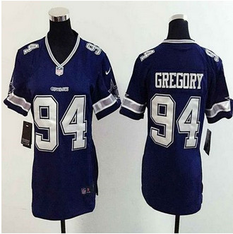Women's New Cowboys #94 Randy Gregory Navy Blue Team Color Stitched NFL Elite Jersey