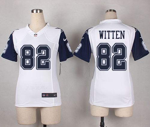 Nike Cowboys #82 Jason Witten White Women's Stitched NFL Elite Rush Jersey