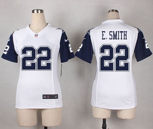 Nike Cowboys #22 Emmitt Smith White Women's Stitched NFL Elite Rush Jersey Nike Cowboys #22 Emmitt Smith White Women's Stitched NFL Elite Rush Jersey