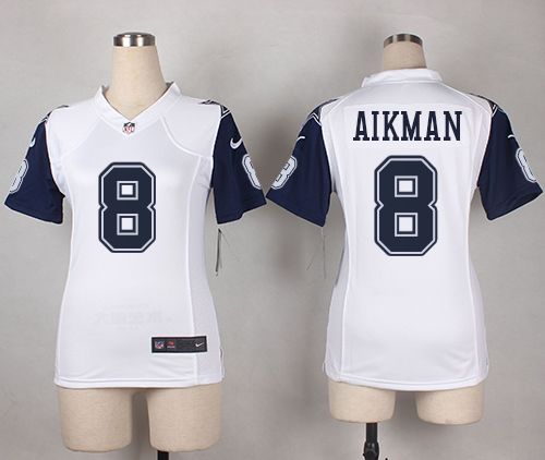 Nike Cowboys #8 Troy Aikman White Women's Stitched NFL Elite Rush Jersey