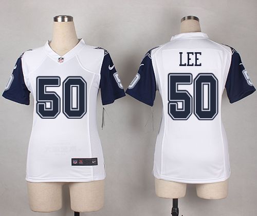 Nike Cowboys #50 Sean Lee White Women's Stitched NFL Elite Rush Jersey