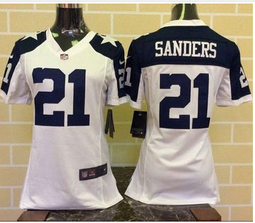 Women Nike Cowboys #21 Deion Sanders White Thanksgiving Throwback Stitched NFL Elite Jersey Women Nike Cowboys #21 Deion Sanders White Thanksgiving Throwback Stitched NFL Elite Jersey