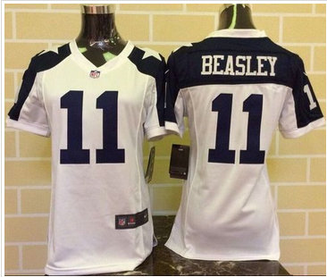 Women Nike Cowboys #11 Cole Beasley White Thanksgiving Throwback Stitched NFL Elite Jersey