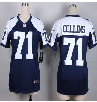 Women New Cowboys #71 La'el Collins Navy Blue Thanksgiving Stitched NFL Elite Jersey