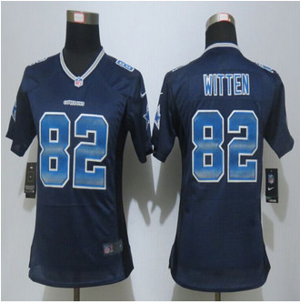 Women New Nike Dallas Cowboys 82 Jason Witten Navy Blue Strobe Elite Jersey