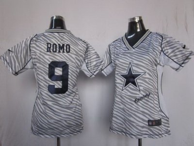 Women NEW Dallas Cowboys 9 Tony Romo Womens FEM FAN Zebra NFL Jerseys