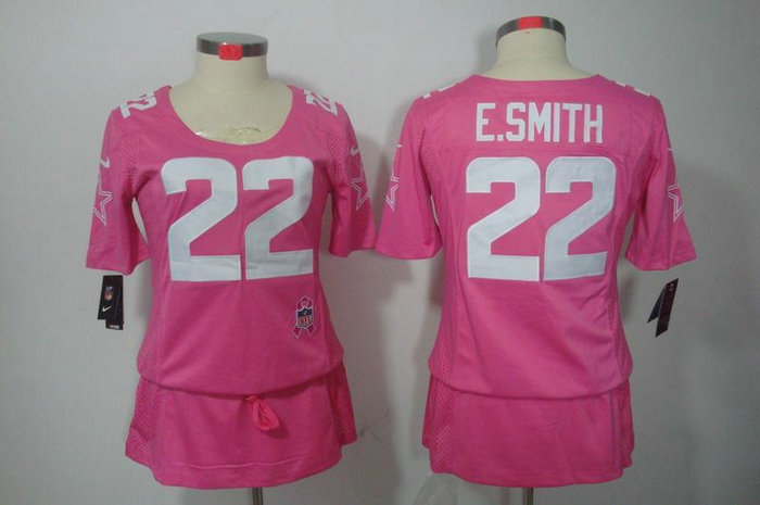 Womens NEW Dallas cowboys 22 e.smitth breast Cancer Awareness Pink Jerseys