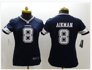 Women's NEW Cowboys #8 Troy Aikman Navy Blue Team Color NFL Limited Jersey