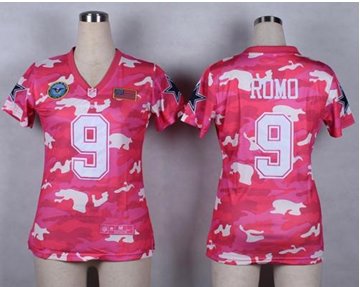 Women's NEW Cowboys #9 Tony Romo Pink NFL Elite Camo Fashion Jersey