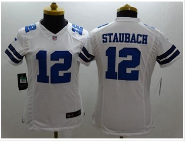 Women's NEW Cowboys #12 Roger Staubach White NFL Limited Jersey