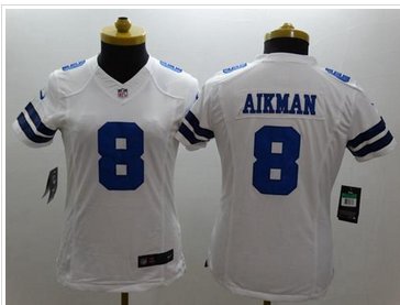 Women's NEW Cowboys #8 Troy Aikman White NFL Limited Jersey
