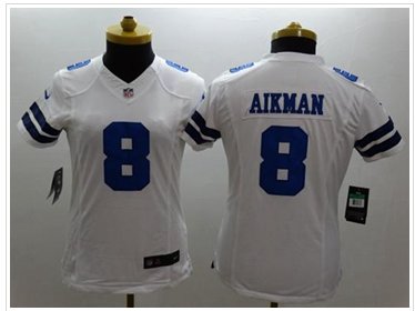 Women's NEW Cowboys #8 Troy Aikman White NFL Limited Jersey