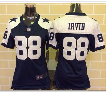 Women Nike Cowboys #88 Michael Irvin Navy Blue Thanksgiving Throwback Stitched NFL Elite Jersey