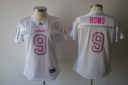 women Dallas Cowboys 9 Tony Romo Star Struck White Fashion Jerseys