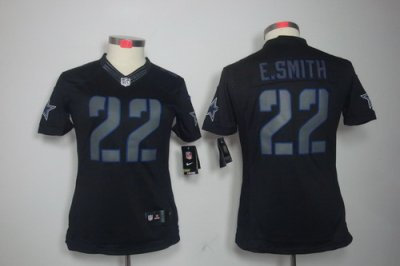 Women NEW Dallas Cowboys 22 E.simth Black Jerseys(Impact Limited)