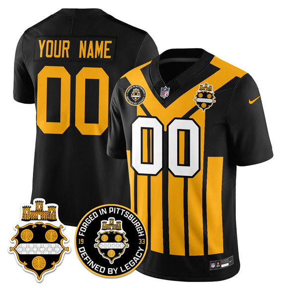 Men's Pittsburgh Steelers Active Player Custom Black F.U.S.E. 1933 Throwback Limited Stitched Football Jersey