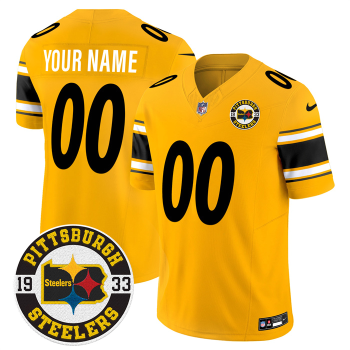 Men’s Pittsburgh Steelers Throwback 1933 Patch yellow Vapor Limited All Stitched Jersey 1