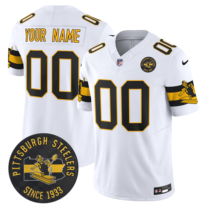 Men’s Pittsburgh Steelers Throwback 1933 Patch whiteVapor Limited All Stitched Jerseys