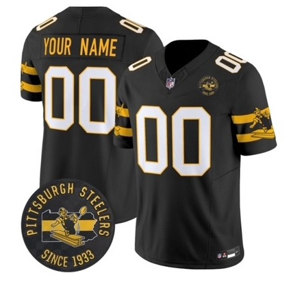 Custom Pittsburgh Steelers Throwback 1933 Patch Vapor Limited Jersey Black Jersey