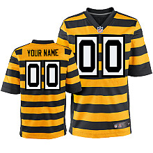 Nike Pittsburgh Steelers Customized Elite Yellow Strip Jerseys