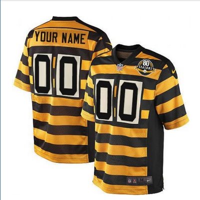 Men's Nike Pittsburgh Steelers Customized Limited YellowBlack Alternate 80TH Anniversary Throwback NFL Jersey