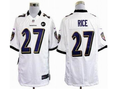 NEW Baltimore Ravens #27 ray rice white jerseys(Game Art Patch)