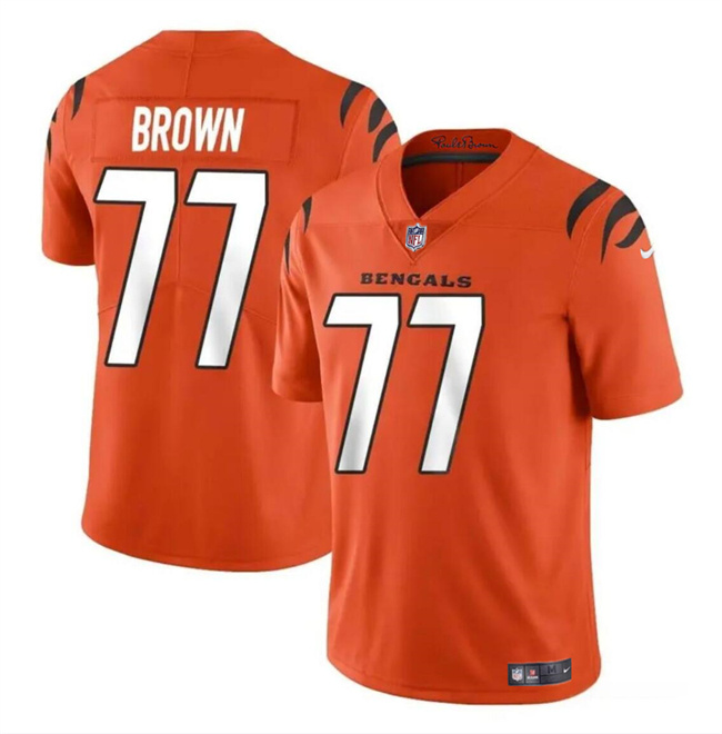 Men's Cincinnati Bengals #77 Trent Brown Orange Vapor Untouchable Limited Stitched Jersey Men's Cincinnati Bengals #77 Trent Brown Orange Vapor Untouchable Limited Stitched Jersey