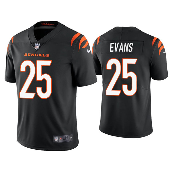 Men's Cincinnati Bengals #25 Chris Evans 2021 Black Vapor Untouchable Limited Stitched Jersey Men's Cincinnati Bengals #25 Chris Evans 2021 Black Vapor Untouchable Limited Stitched Jersey