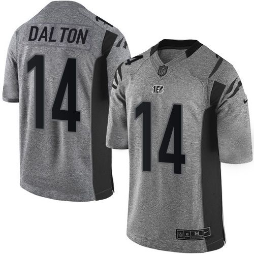 Nike Bengals #14 Andy Dalton Gray Men's Stitched NFL Limited Gridiron Gray Jersey Nike Bengals #14 Andy Dalton Gray Men's Stitched NFL Limited Gridiron Gray Jersey