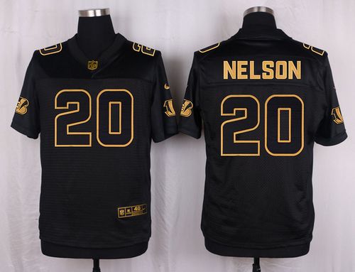 Nike Bengals #20 Reggie Nelson Black Men's Stitched NFL Elite Pro Line Gold Collection Jersey