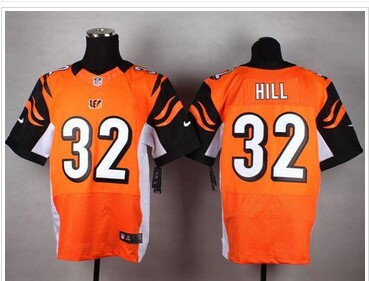 New Cincinnati Bengals #32 Jeremy Hill Orange Alternate NFL Elite Jersey