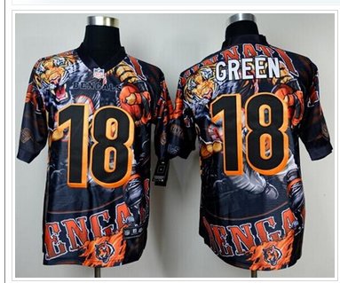 NEW Cincinnati Bengals #18 A.J. Green Team Color NFL Fanatical Version Jersey