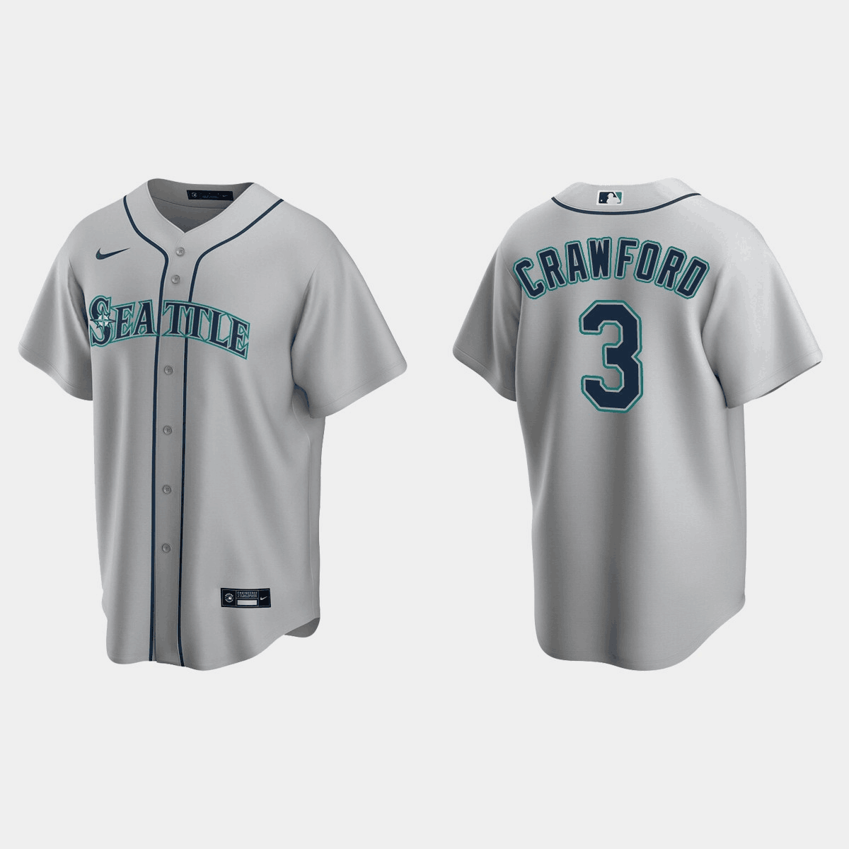 Men's Seattle Mariners #3 J.P. Crawford Grey Cool Base Stitched Jersey Men's Seattle Mariners #3 J.P. Crawford Grey Cool Base Stitched Jersey