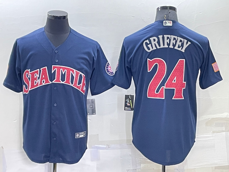 Men's Seattle Mariners #24 Ken Griffey Navy Cool Base Stitched Jersey Men's Seattle Mariners #24 Ken Griffey Navy Cool Base Stitched Jersey