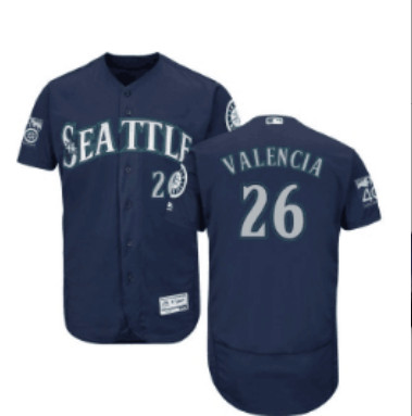Mariners #26 Danny Valebcia Navy Blue Flexbase Authentic Collection Stitched MLB Jersey