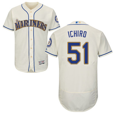 Mariners #51 Ichiro Suzuki Cream Flexbase Authentic Collection Stitched MLB Jersey Mariners #51 Ichiro Suzuki Cream Flexbase Authentic Collection Stitched MLB Jersey