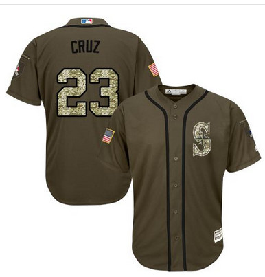 Mariners #23 Nelson Cruz Green Salute to Service Stitched MLB Jersey