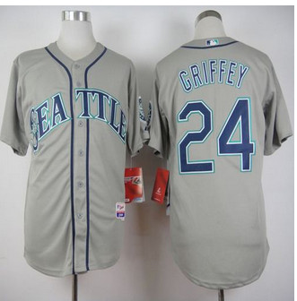 Seattle Mariners #24 Ken Griffey Stitched Grey Cool Base Baseball Jersey