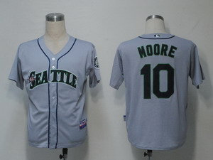 MLB Jerseys Seattle Mariners 10 Moore Grey Cool Base