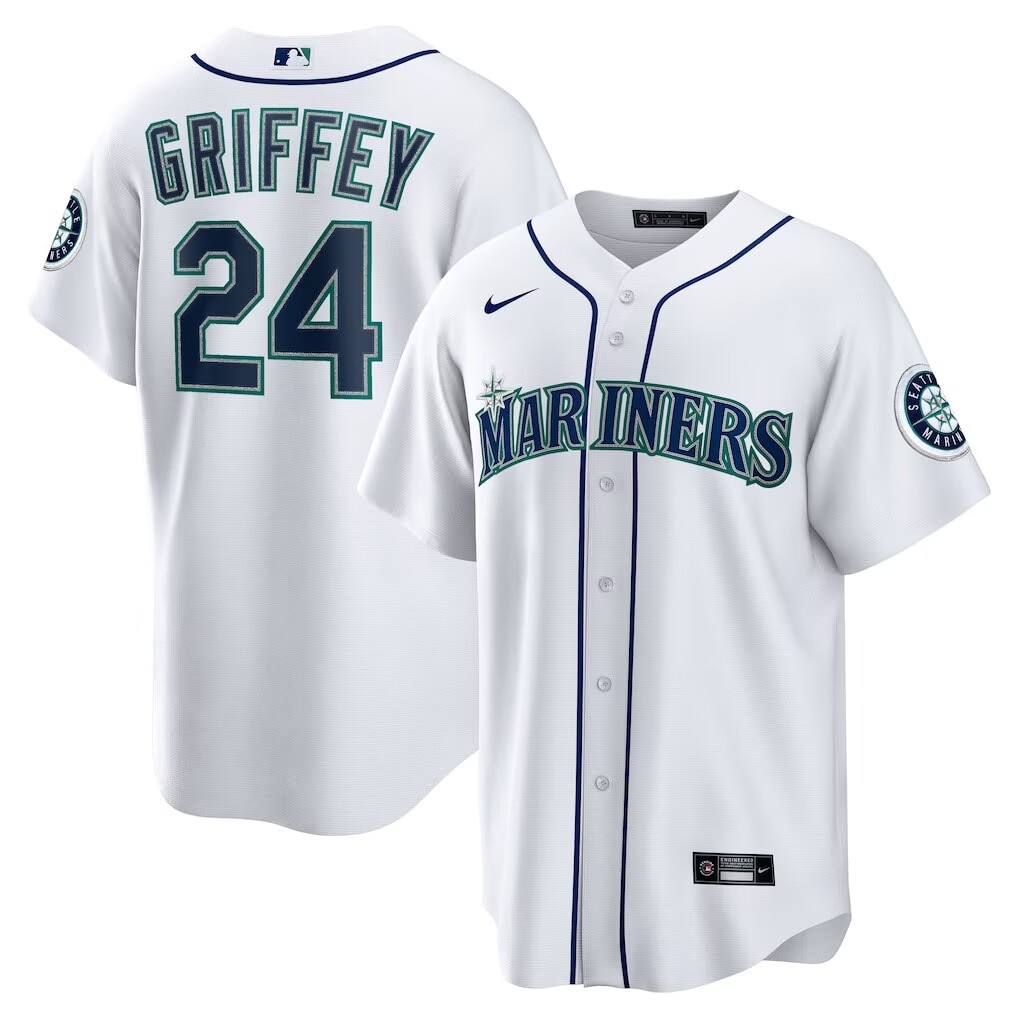 Men's Mariners 24 Ken Griffey Jr. White Cool Base Jersey Men's Mariners 24 Ken Griffey Jr. White Cool Base Jersey