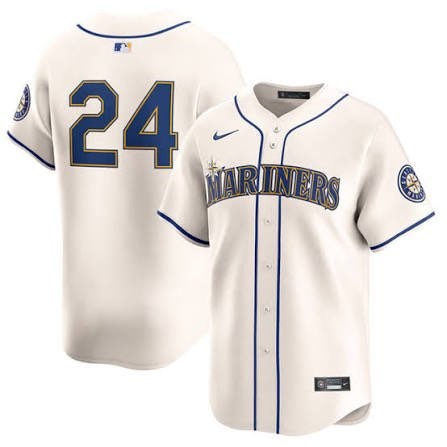 Men's Mariners 24 Ken Griffey Jr. Cream Cool Base Jersey