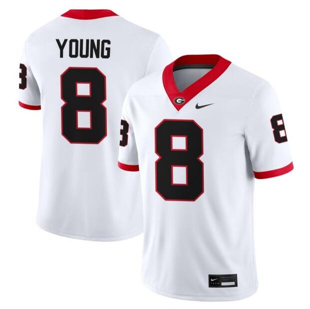 Men's Georgia Bulldogs #8 Colbie Young White Stitched Football Jersey Men's Georgia Bulldogs #8 Colbie Young White Stitched Football Jersey