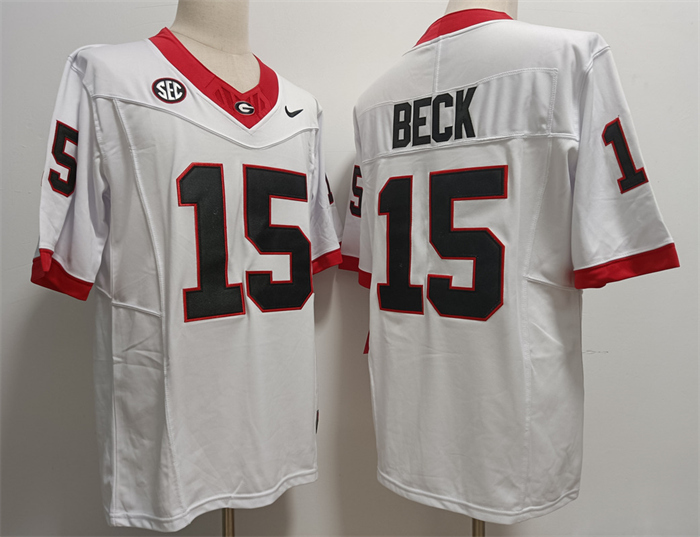 Georgia Bulldogs #15 Carson Beck White Stitched Jersey Georgia Bulldogs #15 Carson Beck White Stitched Jersey