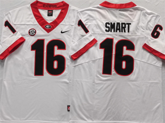 Georgia Bulldogs #16 Smart White Stitched Jersey Georgia Bulldogs #16 Smart White Stitched Jersey