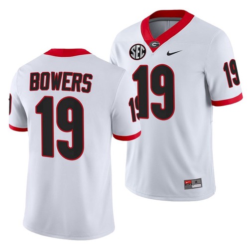 Men’s Georgia Bulldogs #19 Brock Bowers White College Football Stitched Jersey Men’s Georgia Bulldogs #19 Brock Bowers White College Football Stitched Jersey