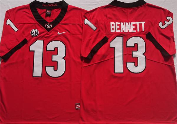 Men’s Georgia Bulldogs #13 BENNETT Red College Football Stitched Jersey Men’s Georgia Bulldogs #13 BENNETT Red College Football Stitched Jersey