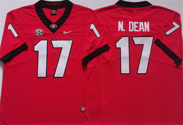 Men’s Georgia Bulldogs #17 N.DEAN Red College Football Stitched Jersey Men’s Georgia Bulldogs #17 N.DEAN Red College Football Stitched Jersey